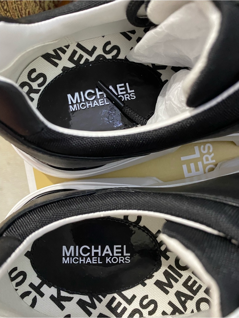 Michael Kors Black & White Logo Platform Sneakers - Picture 11 of 13